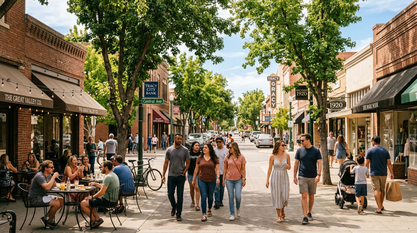 People enjoying summer activities in Tracy California