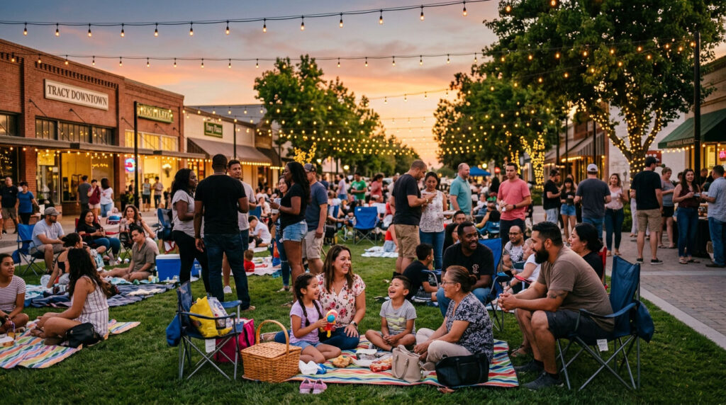 Outdoor community movie night in Tracy California